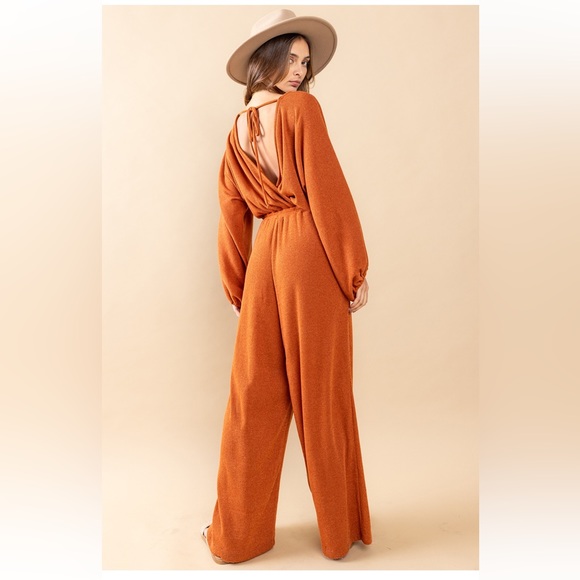 Gorgeous Solid Soft Texture Wide Leg Jumpsuit - Picture 5 of 5